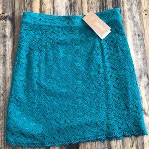 Green lace skirt